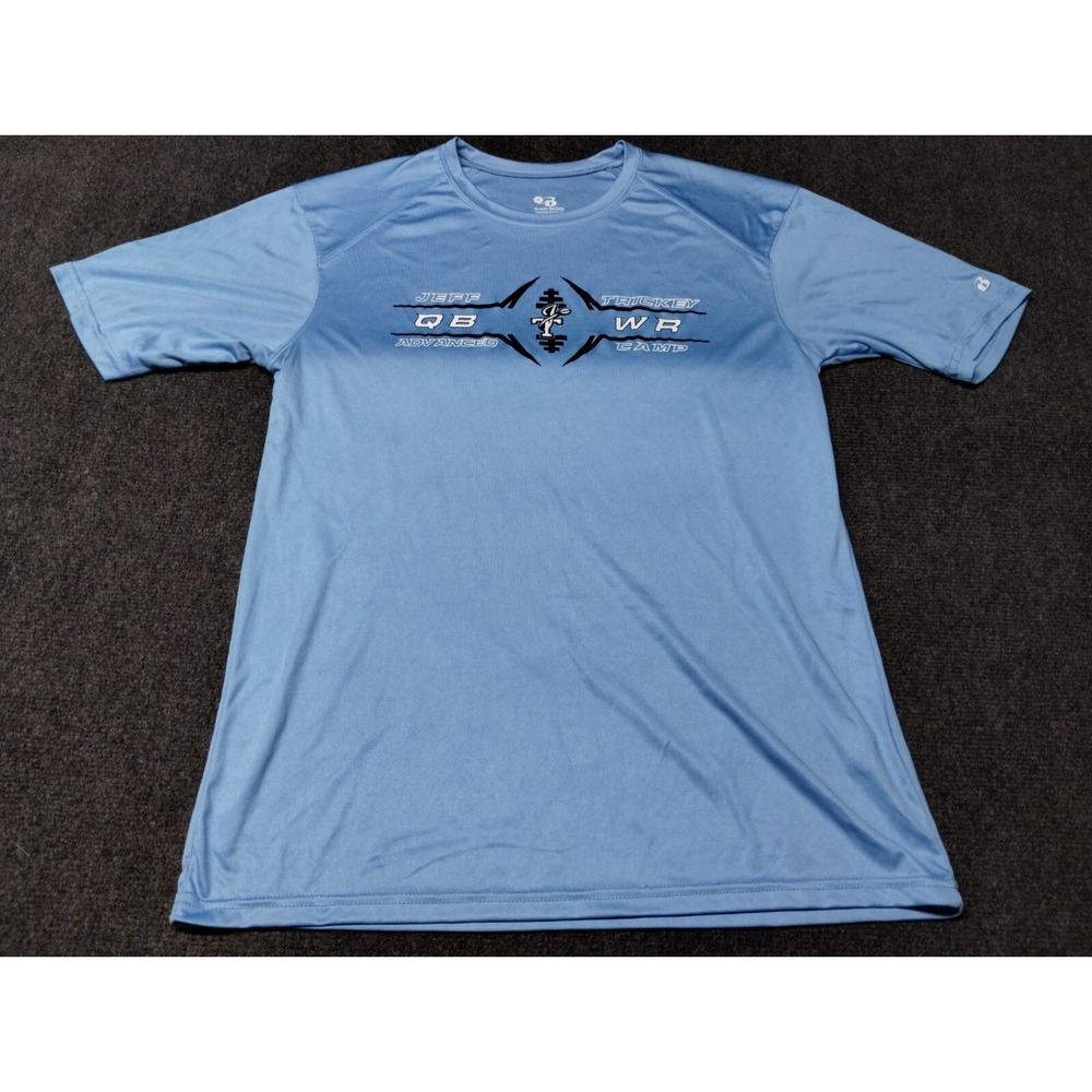 Jeff‎ Trickey Quarterback Camp Badger Sport Shirt Men Medium Blue Lightweight